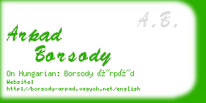 arpad borsody business card